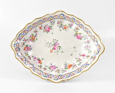 Lot 238 - DERBY; a porcelain dish of shaped oval form...