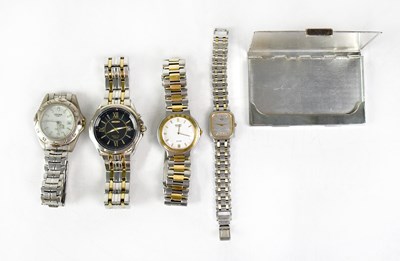 Lot 1005 - Three Seiko stainless steel wristwatches,...