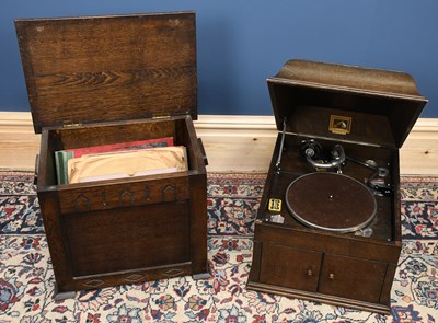 Lot 252 - HIS MASTER'S VOICE; an oak cased HMV...