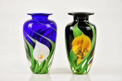 Lot 105 - PETER RAOS; two contemporary art glass vases...