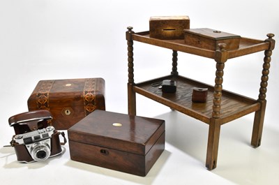 Lot 53 - A 19th century inlaid walnut work box, length...