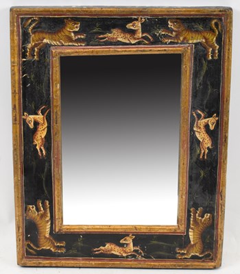 Lot 382 - A small Indian rectangular wall mirror, the...