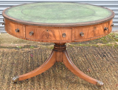 Lot 9 - A Regency style mahogany drum-top library...