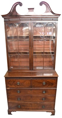 Lot 6 - A George III mahogany secretaire bookcase,...