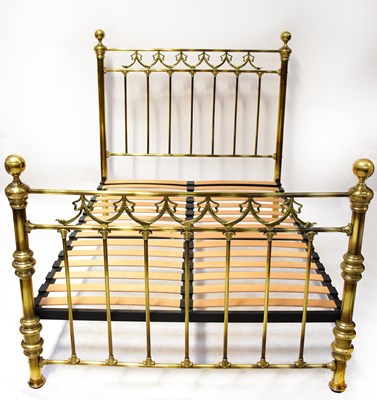 Lot 14 - A contemporary lacquered brass double bedstead...