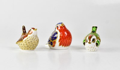 Lot 214 - ROYAL CROWN DERBY; three paperweights...