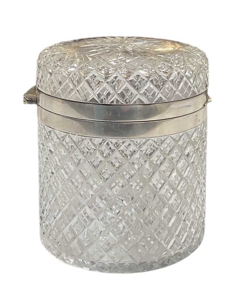 Lot 1274 - A white metal mounted cut glass ice bucket...