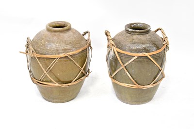 Lot 266 - A near pair of c.1900 Chinese pickle jars...