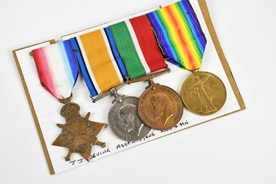 Lot 187 - A WWI four piece medal group, awarded to J. J....