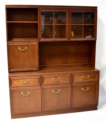 Lot 12 - A retro mahogany side unit with pair of glazed...