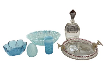 Lot 585 - MURANO; a blue basket weave egg, height 9cm,...