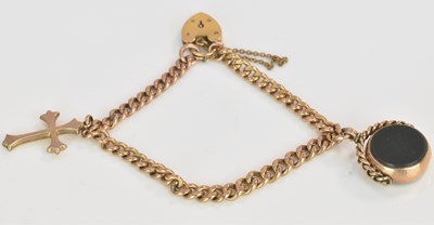 Lot 539 - A 9ct yellow gold bracelet set with padlock...