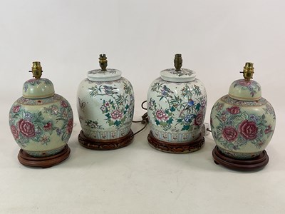 Lot 268 - Two pairs of Chinese ceramic lamp bases...