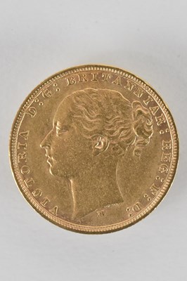 Lot 1576 - A Queen Victoria 1879 full sovereign, young...