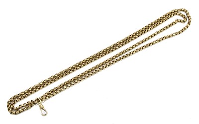 Lot 1305 - A 9ct rose gold belcher link guard chain with...
