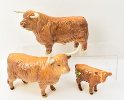 Lot 615 - BESWICK; a Highland cattle family comprising...