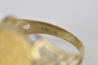 Lot 1425 - A 9ct gold ring set with a 1/20th ounce Angel...