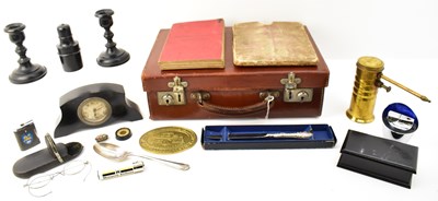 Lot 375 - A small brown leather child's travel case...