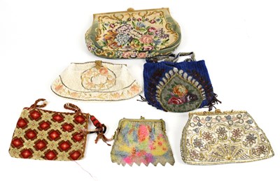 Lot 686 - Six assorted vintage handbags to include an...