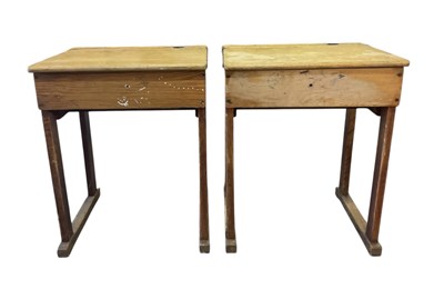 Lot 43 - A pair of early 20th century light oak school...