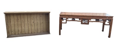 Lot 56 - A modern Chinese style pine dining table, 190...