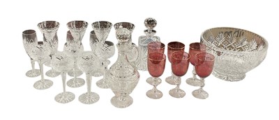 Lot 593 - A quantity of sundry cut and crystal glassware,...