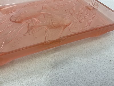 Lot 245 - A blush pink glass dressing table set, to...