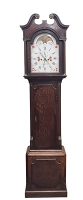 Lot 105 - W. TOMPTON; a 19th century oak cased longcase...