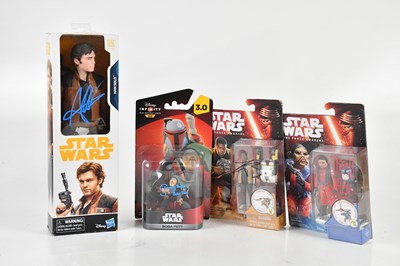 Lot 3 - STAR WARS; four signed Star Wars figures, to...