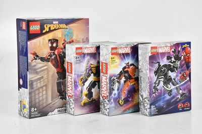 Lot 27 - LEGO; four Marvel Lego sets, to include Miles...