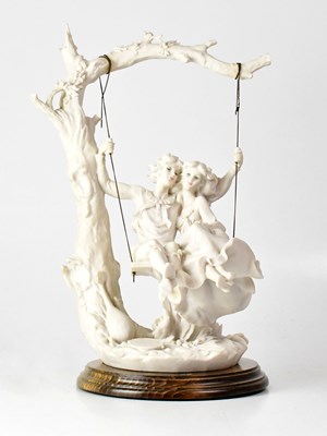 Lot 156 - CAPODIMONTE; a Parian-style figure group of a...