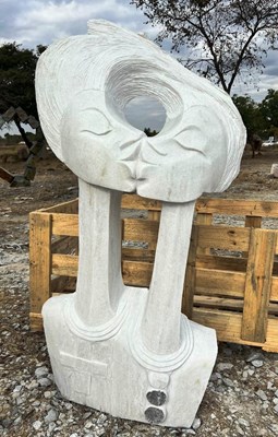 Lot 1001 - T CHINOFURA; a large white dolomite carved...