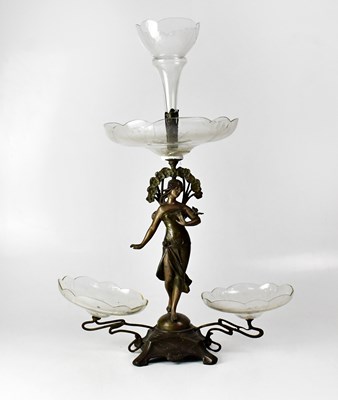 Lot 464 - An Italian Art Nouveau spelter and glass...