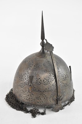 Lot 237 - A Persian Kula Khud iron helmet, with spike...