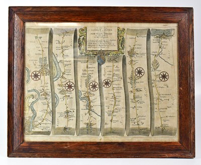 Lot 642 - JOHN OGILBY; an 18th century strip road map,...