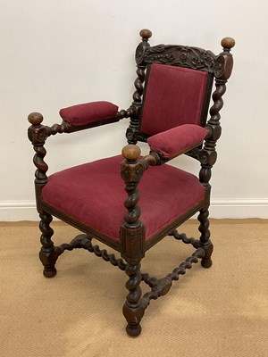 Lot 768 - A 19th century carved oak upholstered open...