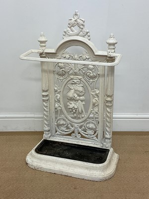 Lot 709 - A 19th century white painted cast iron stick...