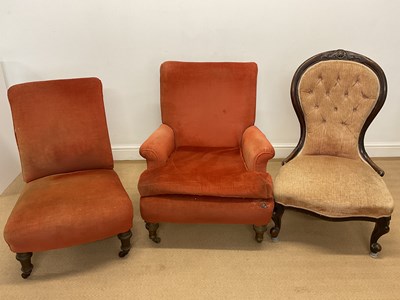 Lot 774 - A 19th century upholstered low armchair on...