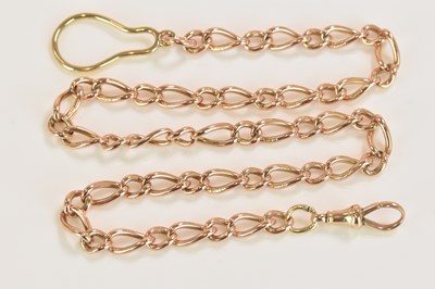 Lot 512 - A 9ct rose gold watch chain, with single...