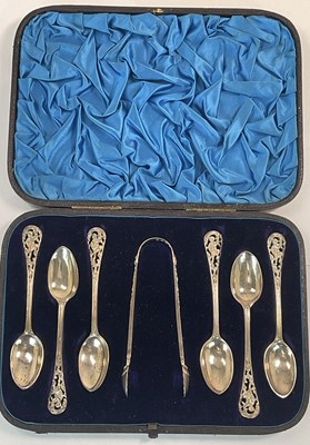 Lot 490 - A cased set of six Victorian hallmarked silver...