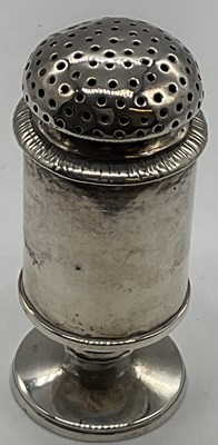 Lot 478 - A 19th century white metal pounce pot or small...