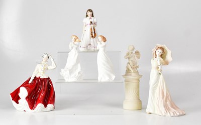 Lot 148 - ROYAL DOULTON; four porcelain figures...