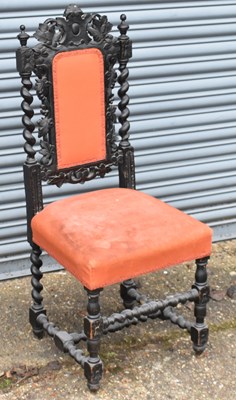 Lot 33A - A late Victorian ebonised oak hall chair with...