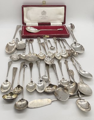 Lot 463 - A group of silver spoons of various forms,...