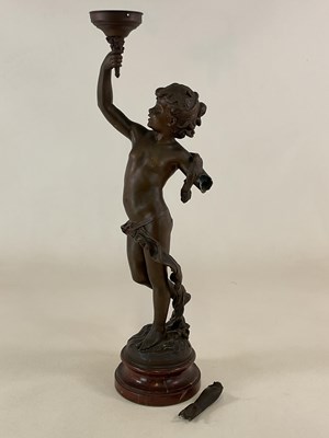 Lot 156 - AFTER MOREAU; a large bronzed spelter figural...