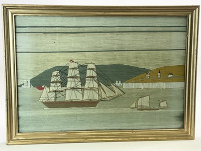 Lot 78 - A 19th century sailor's woolwork depicting a...