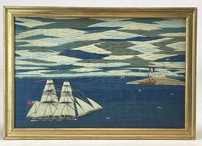 Lot 79 - A 19th century sailor's woolwork depicting a...