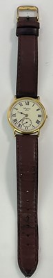 Lot 654 - LONGINES; a gentleman's gold plated stainless...