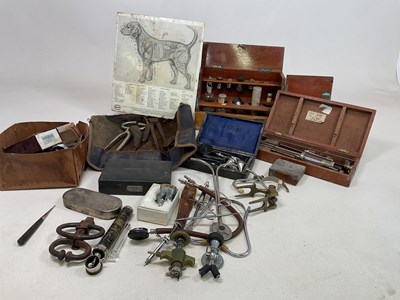 Lot 40 - A collection of veterinary items including a...