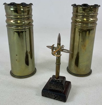 Lot 65 - A pair of German trench art artillery shells,...